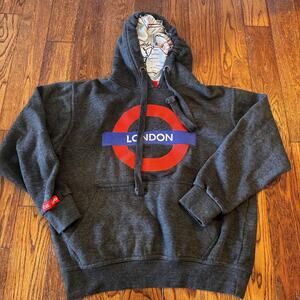 GWCC London Roundel Hoodie Unisex Medium Embroidered Licensed Hooded Sweatshirt